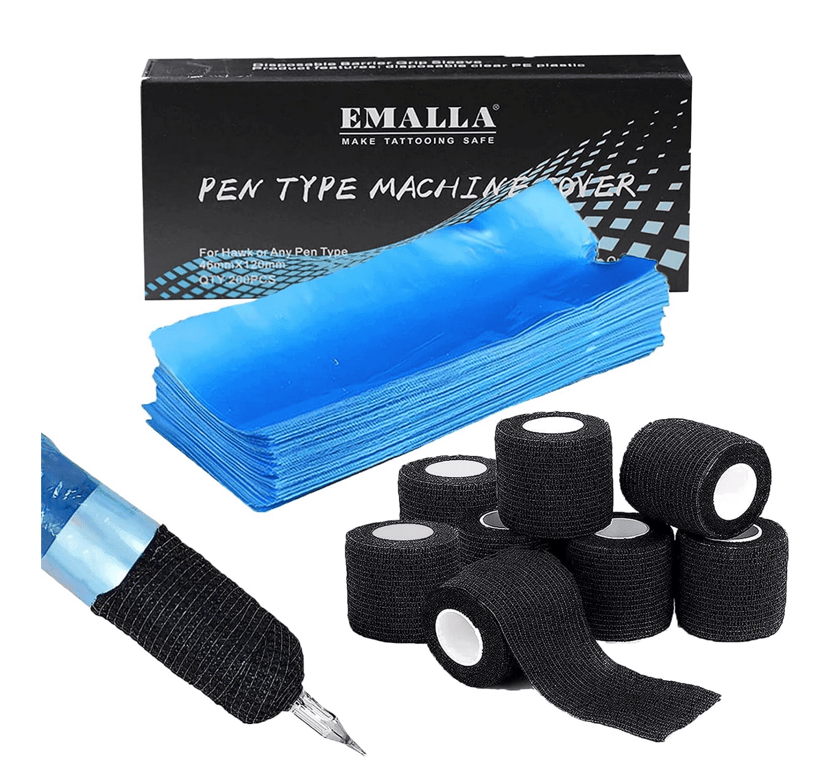 SOTICA 200PCS Pen Covers with 6 Grip Tapes