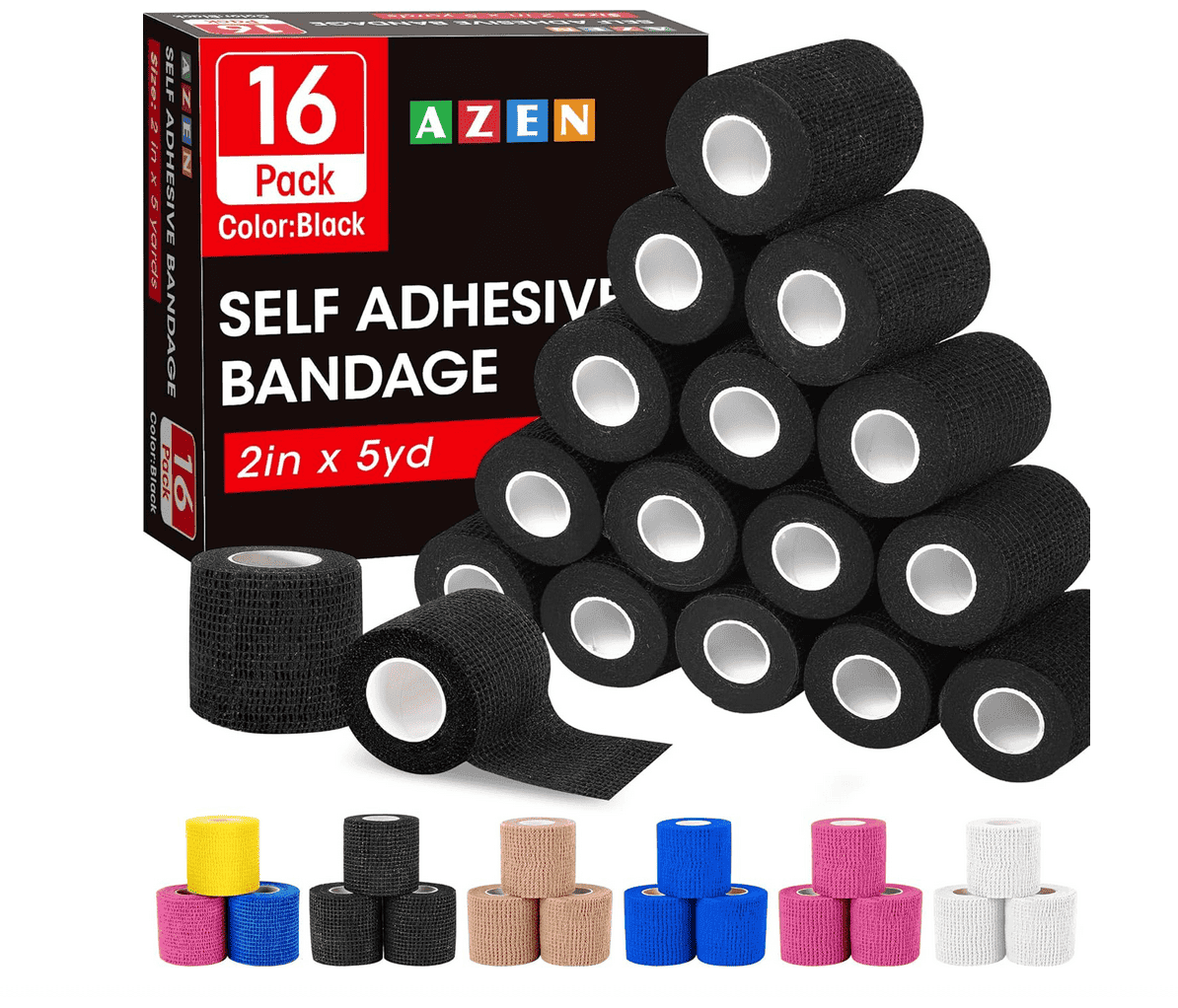 AZEN 16-Pack Self-Adhesive Bandage Wrap