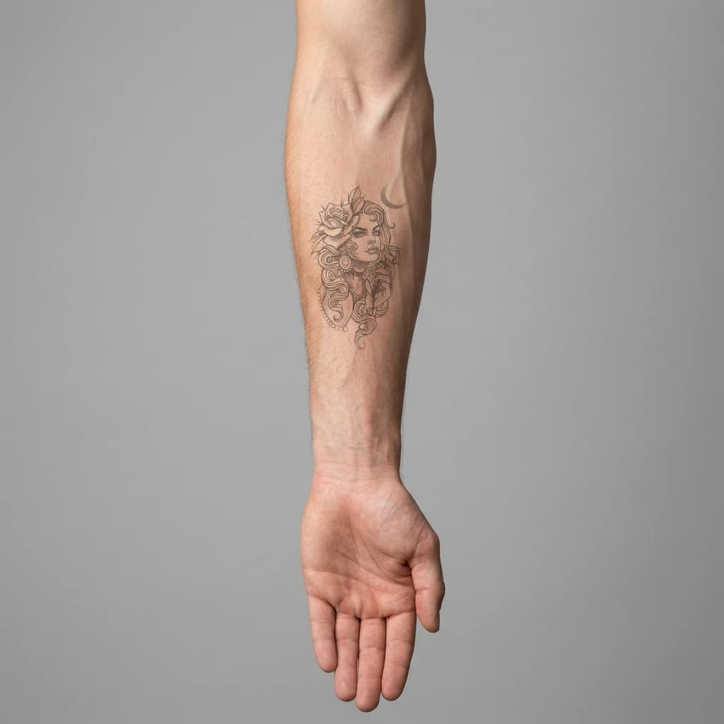 High-fidelity 5-year healed tattoo simulation composite