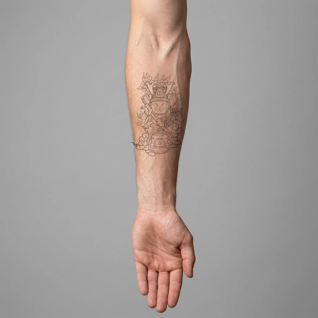 High-fidelity 5-year healed tattoo simulation composite